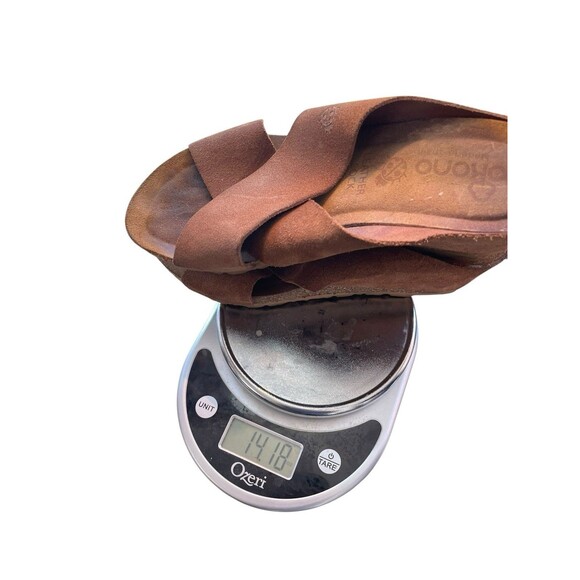 Yokono Brown Leather Strappy Suede Wedge Cadiz Sandals Womens Size 7.5 Cork - Picture 11 of 12